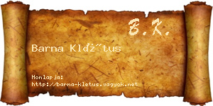 Barna Klétus névjegykártya